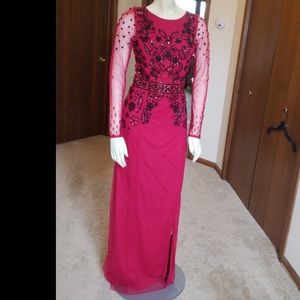 Gorgeous red, beaded evening gown